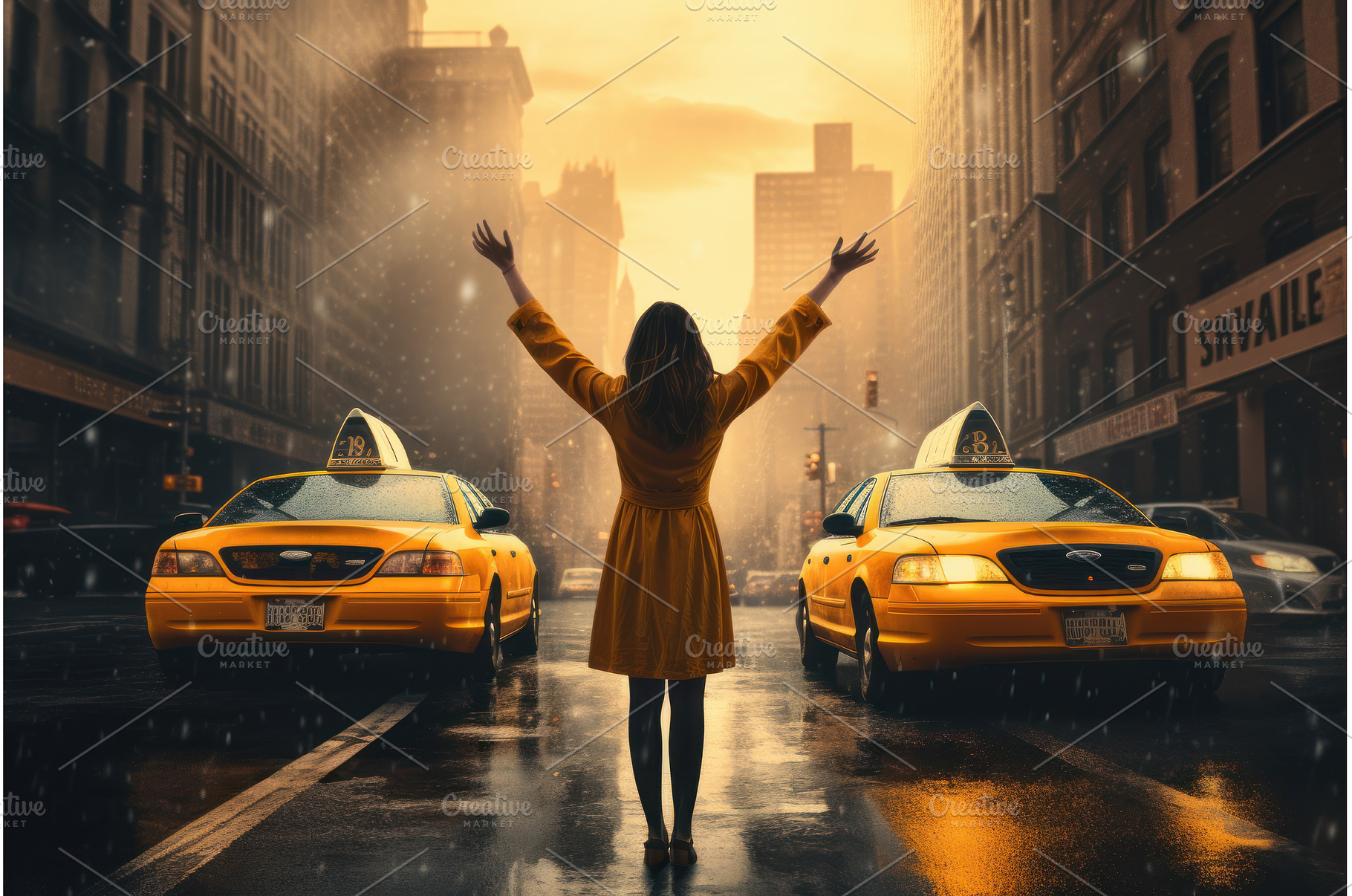 Woman take taxi. Generate Ai, a Person Photo by Ylivdesign