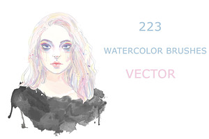 set of 223 watercolor vector brushes