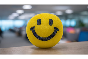 On an office desk, a bright yellow, an Architecture Photo by ZinetroN