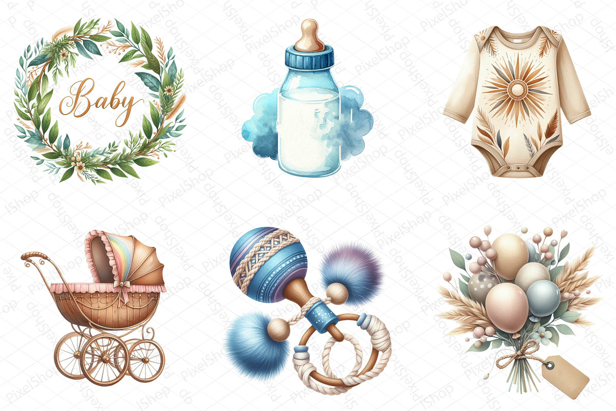 Neutral Boho Baby Shower Doodle Clip, an Illustration by DreamPrint404 (Photo 4 of 6)