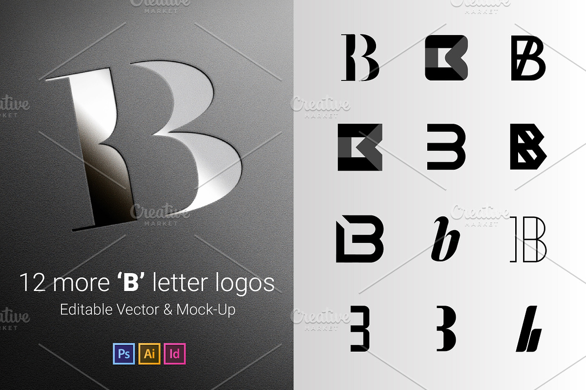 12 B Letter Logos - Vector & Mock-Up, a Branding & Logo Template by Multiple (Photo 1 of 5)