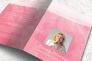Pink Watercolor Funeral Program