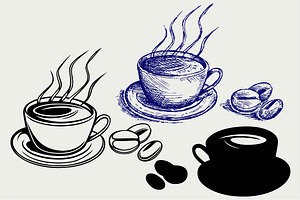 Coffee Cup And Beans SVG