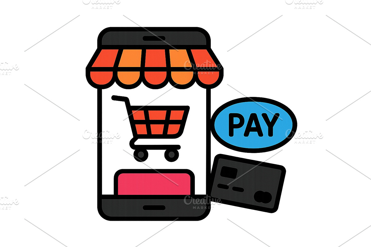 Shopping cart on smartphone with, a Technology Illustration by ZinetroN
