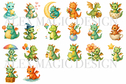 Cute Baby Dragon Clipart Set, a Decorative Illustration by Pati Charm Studio (Thumbnail 2 of 8)
