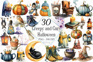Watercolor Creepy and Cozy Halloween, a Graphic by designcity5