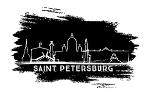 Saint Petersburg Skyline Silhouette.