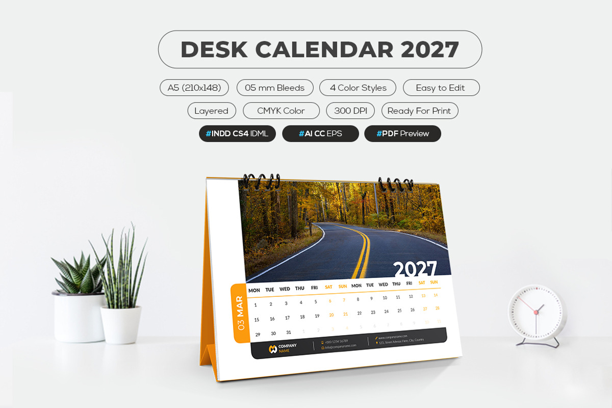 A5 Desk Calendar 2027, a Stationery Template by MstArtwork (Photo 2 of 5)