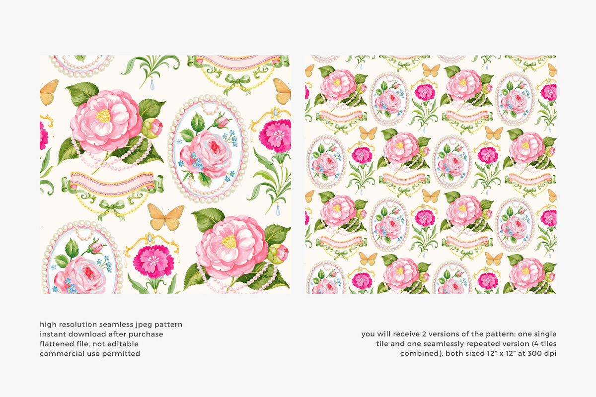 grandmillennial seamless pattern, a Pattern Graphic by Pink Studio Art (Photo 3 of 4)