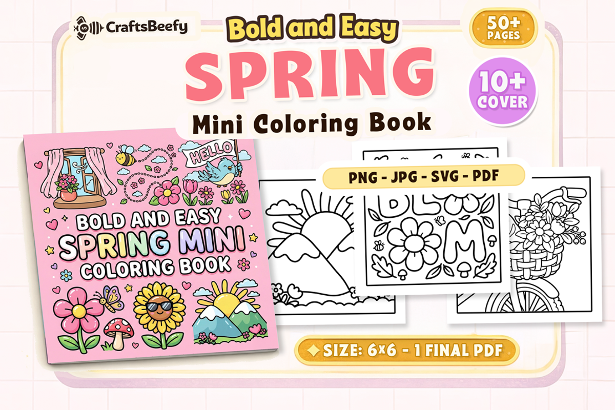 Bold and Easy Spring Mini Coloring, a Seasonal Illustration by Craftsbeefy (Photo 1 of 4)