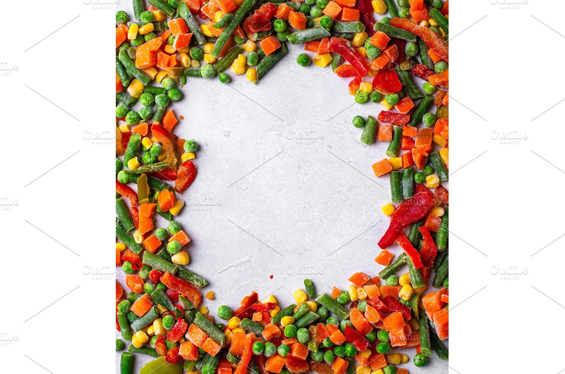 Frozen mix of vegetables on dark, a Food & Drink Photo by Yulia Furman