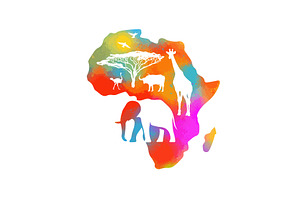 Africa logo continent symbol colored, an Illustration by Nenahliadava Design