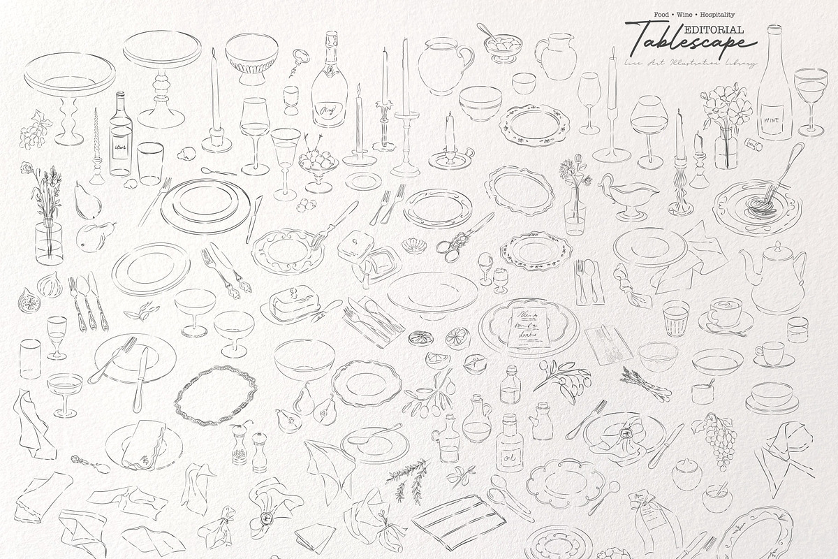 Editorial Tablescape Line Art, an Object Graphic by Mio Buono (Photo 8 of 17)