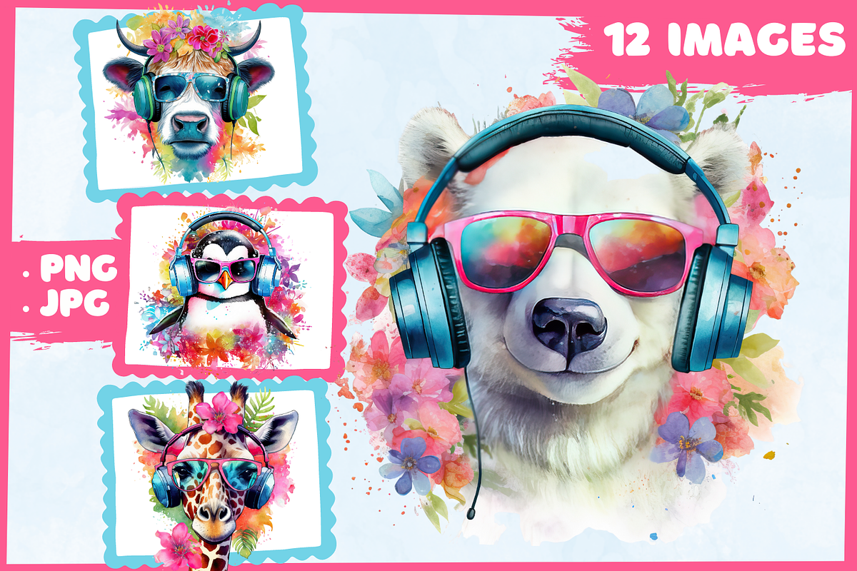 Chill Summer Animals Bundle, an Animal Illustration by Whimsy & Wishes (Photo 2 of 6)