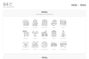 20 Century History.Color Line Icons