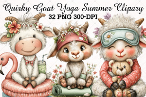 Quirky Goat Yoga Summer Sublimation, an Illustration by RobertsArt