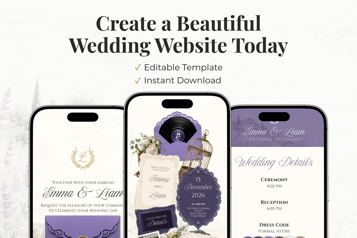 Lavender Wedding Website Invitation, a Landing Page Template by Everyday Perfection (Photo 12 of 12)
