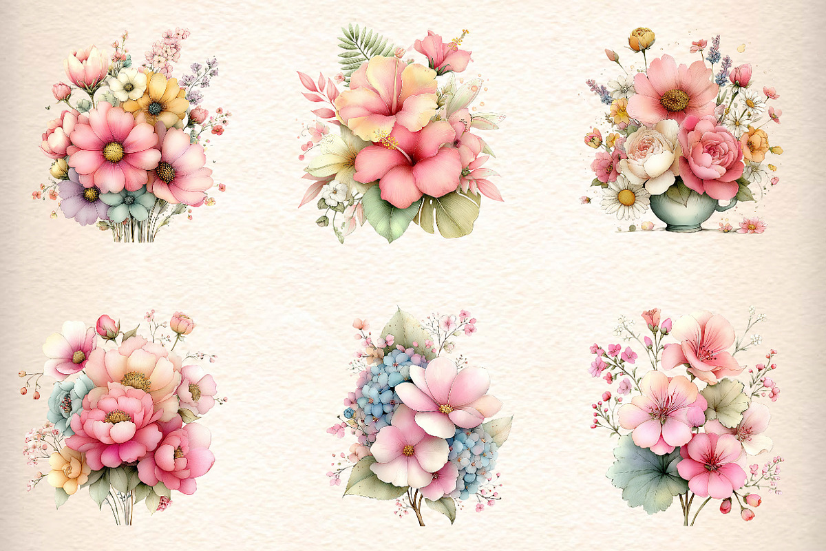 Whimsical Summer Flowers Clipart, an Illustration by Designworld (Photo 3 of 6)