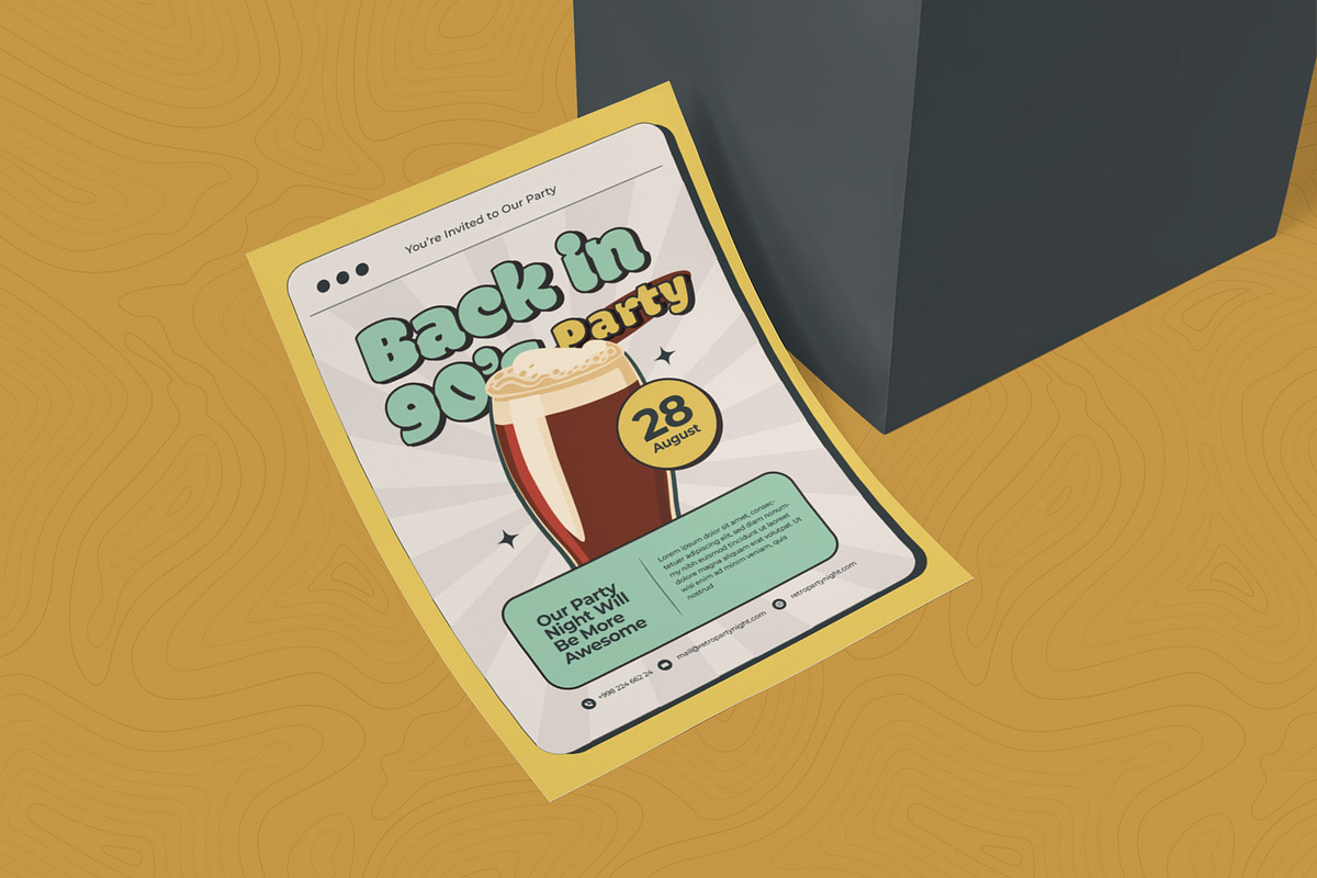 Retro Party Invitation, an Invitation Template by Esensifiksi.studio (Photo 2 of 2)
