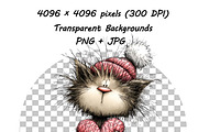 Whimsical Cat Valentine Clipart Set, an Animal Illustration by one-touch (Thumbnail 8 of 19)