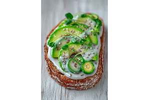 Avocado spread and microgreens are, a Food & Drink Photo by ZinetroN