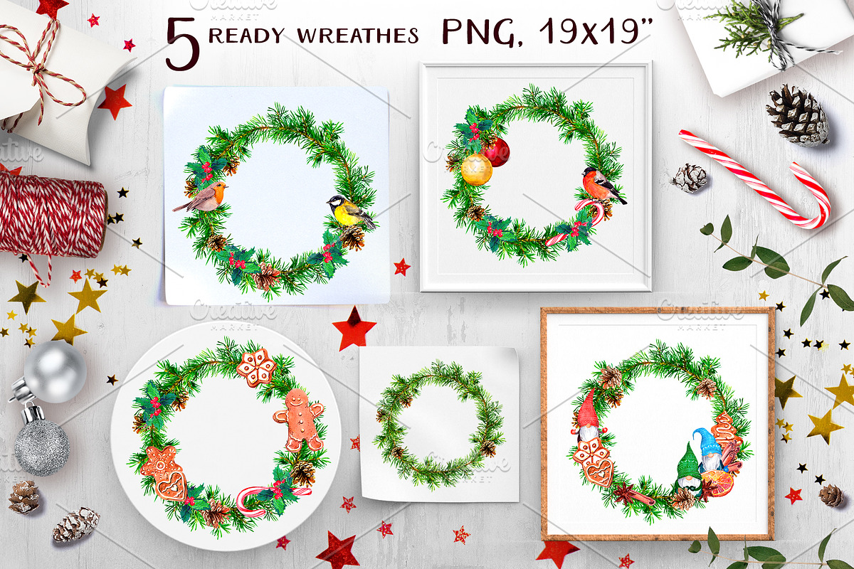 Christmas wreath creator. Watercolor, a Food Illustration by Where summer is (Photo 2 of 4)