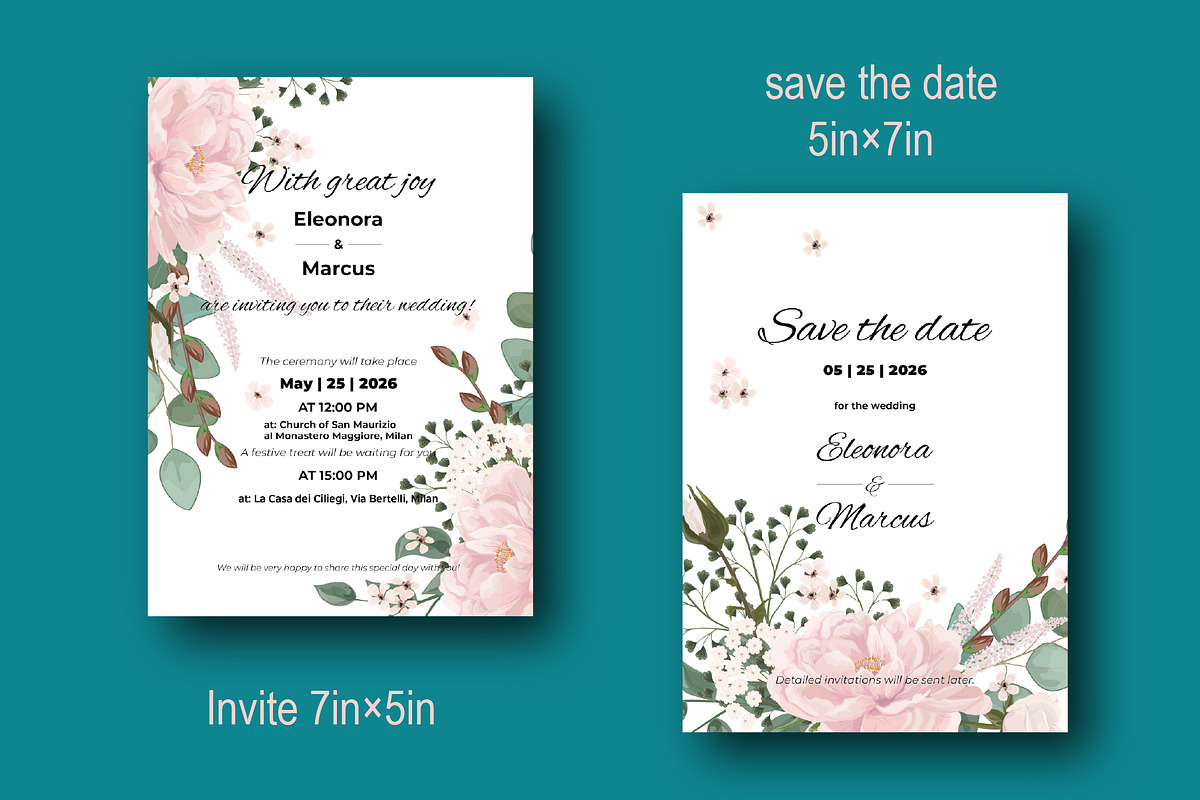 Greeting card templates with Peony, an Invitation Template by Digital illustration shop (Photo 2 of 5)