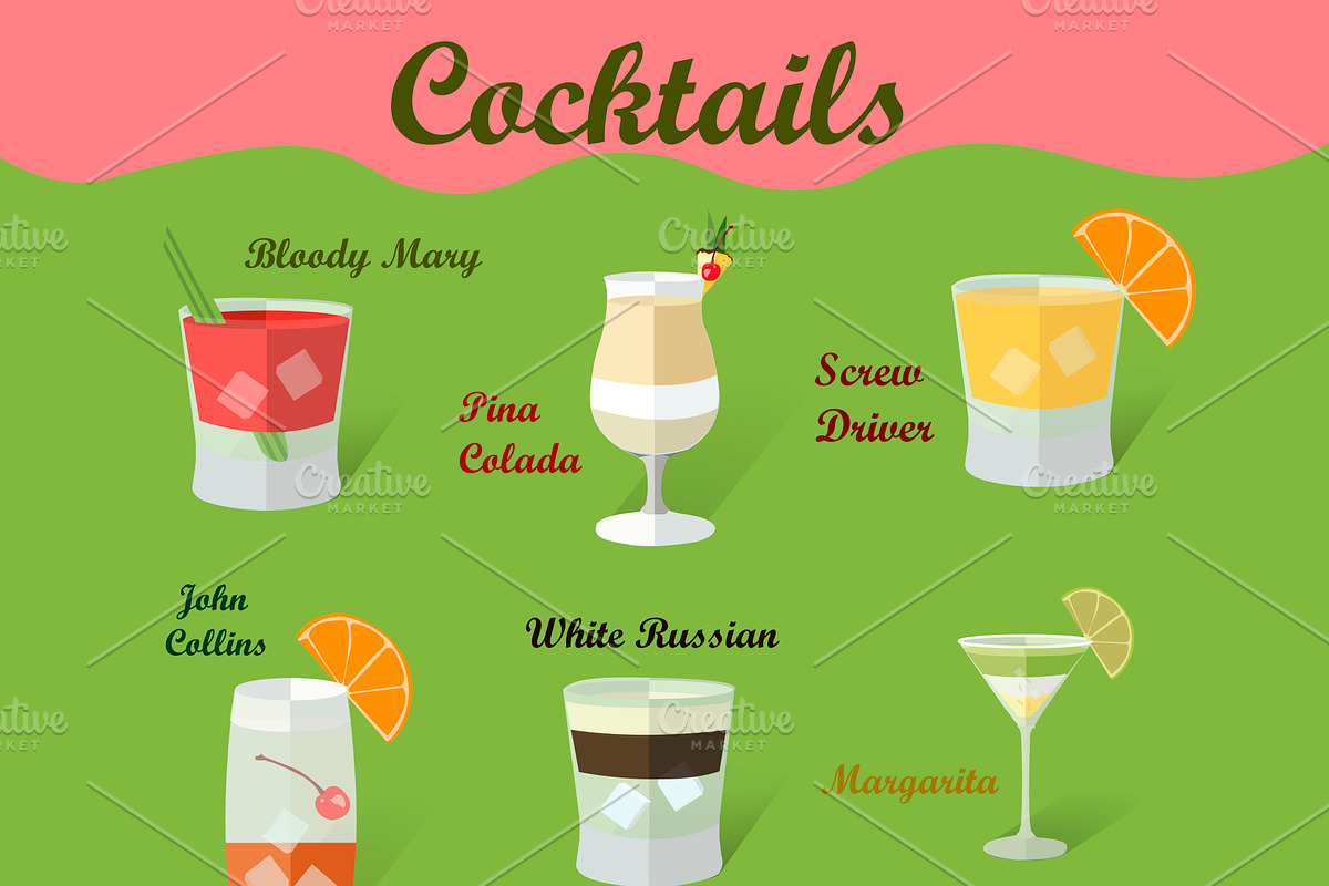 Cocktail Recipes. Vector, a Food Illustration by OS (Photo 6 of 6)