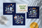 Drink water card backgrounds set, a Food Illustration by Good Studio (Thumbnail 1 of 6)