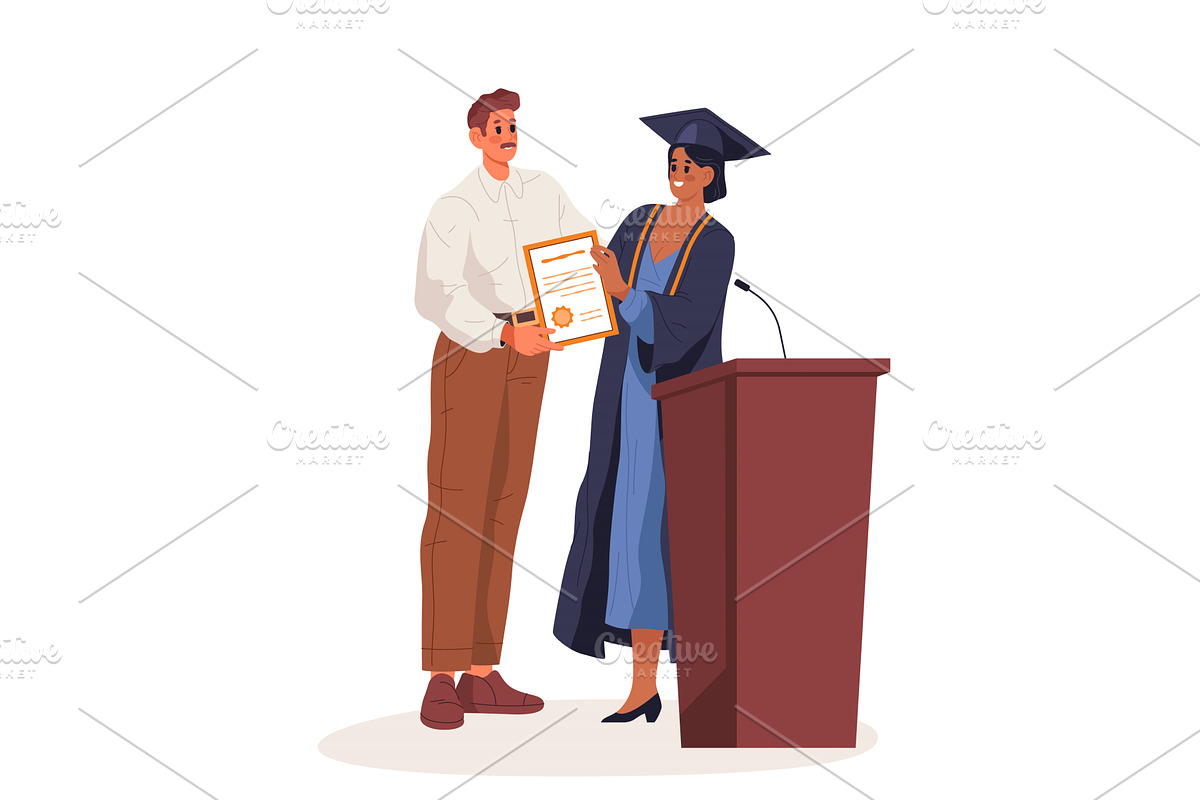 Vector sign of student with diploma, an Education Illustration by Elegant Solution