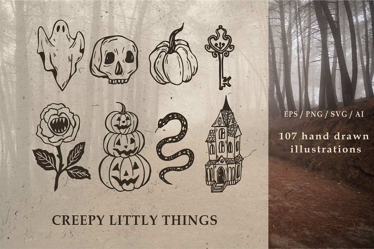 Creepy Little Things clipart, a Seasonal Illustration by RaDavCrafts (Photo 1 of 12)