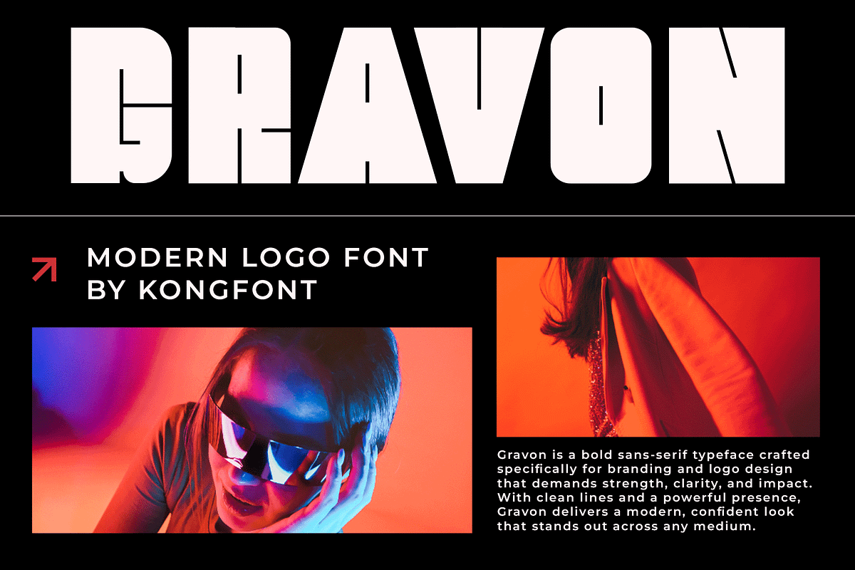 Gravon – Modern Logo Typeface, a Sans Serif Font by overlaytemplates (Photo 1 of 5)