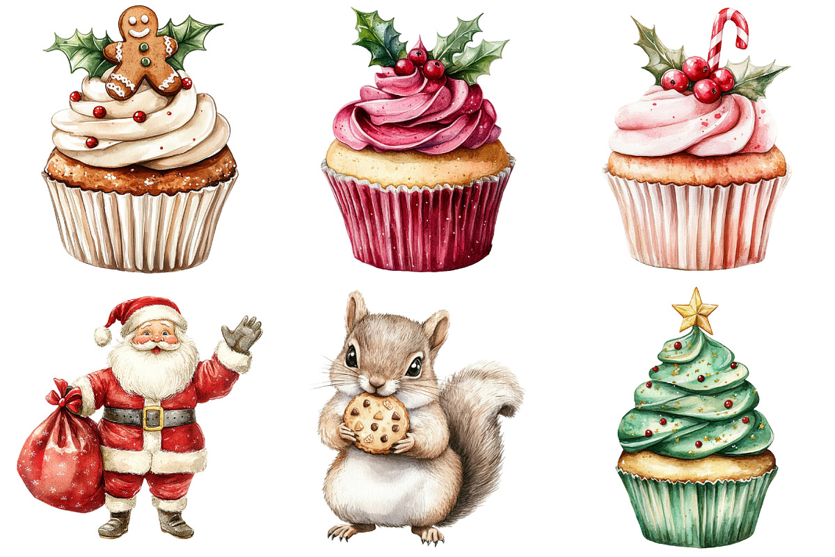 Cute Christmas Clipart Bundle, an Illustration by Daily.Designs (Photo 2 of 5)