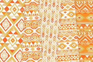 Orange & Gold Boho Seamless Patterns