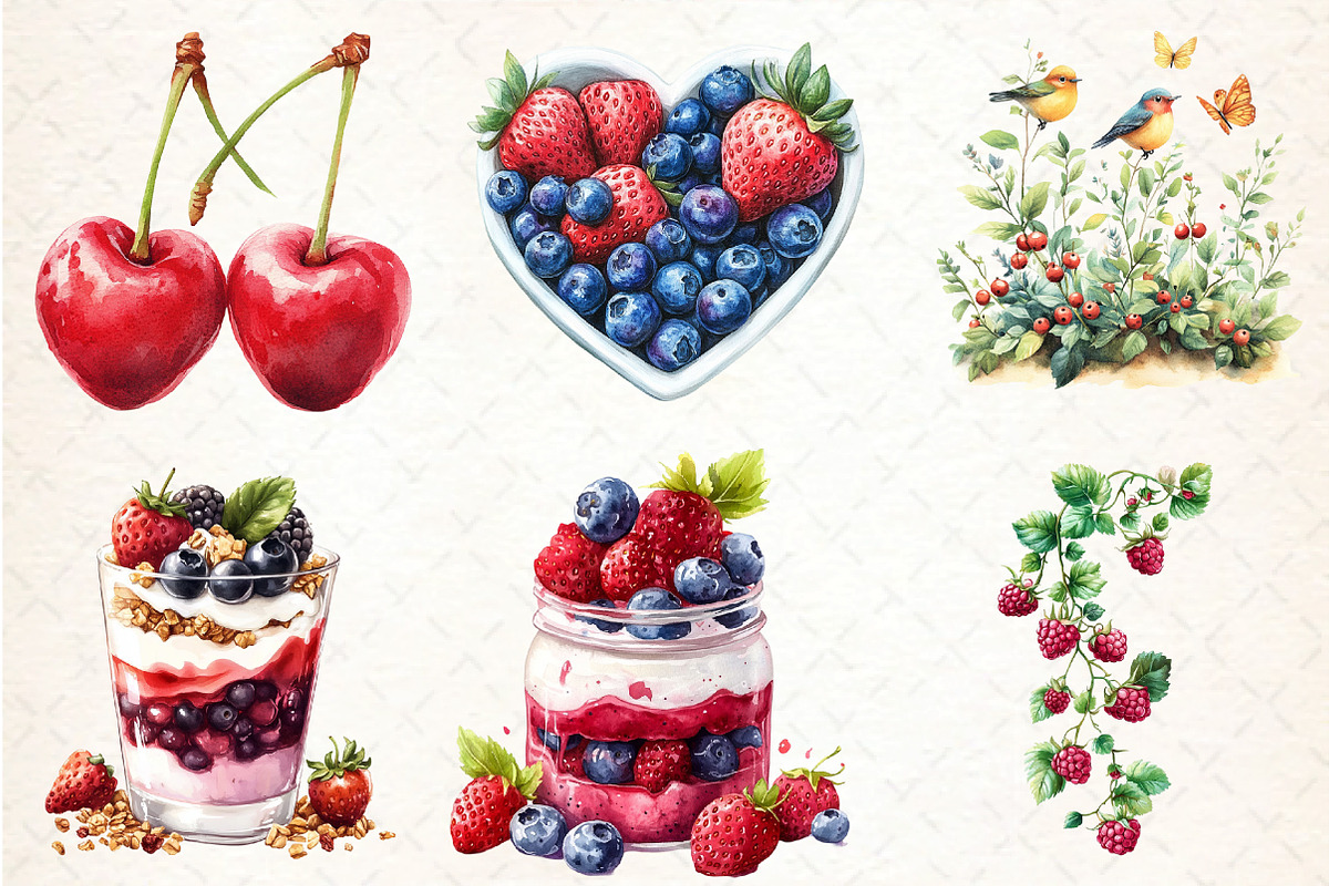 Watercolor Berries Clipart Bundle, an Illustration by DreamCafeArt (Photo 4 of 7)