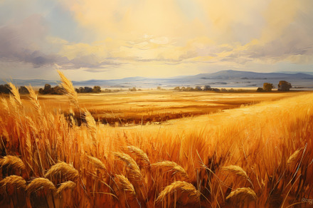 Wheat field and mountains in the bac, a Photo by Iftikhar Alam