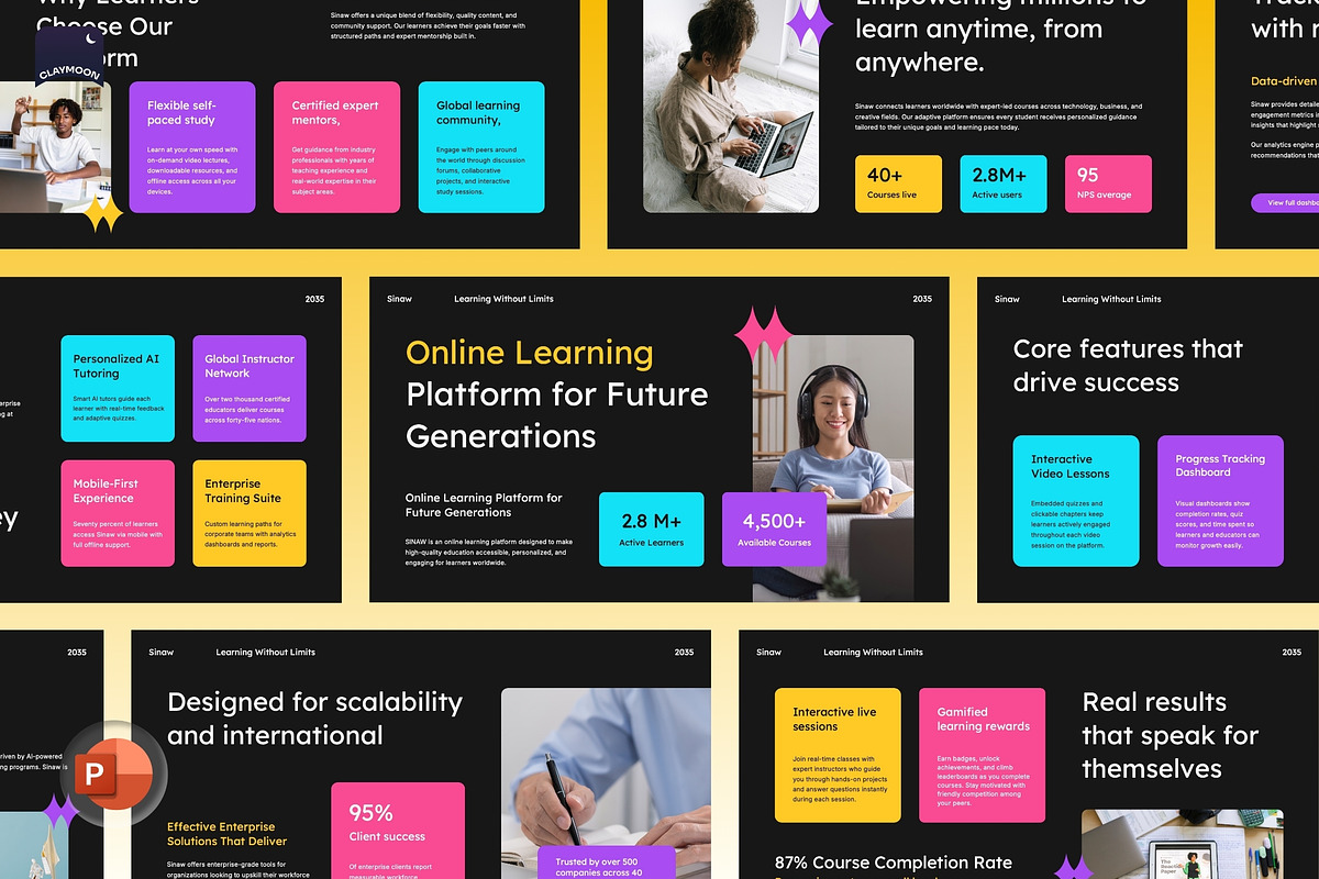 Online Learning Platform PowerPoint, a Presentation Template by Claymoon Lab (Photo 2 of 7)