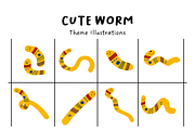 Cute Worm Illustration Set, an Animal Illustration by The Journey Atelier (Thumbnail 1 of 8)