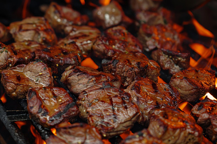 Close-up of juicy beef steaks cookin, a Photo by Iftikhar Alam