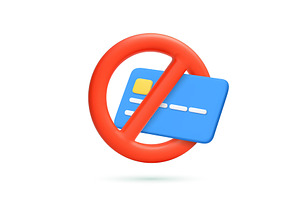 3D Credit Card with Prohibited Sign, a Finance Illustration by ModVector