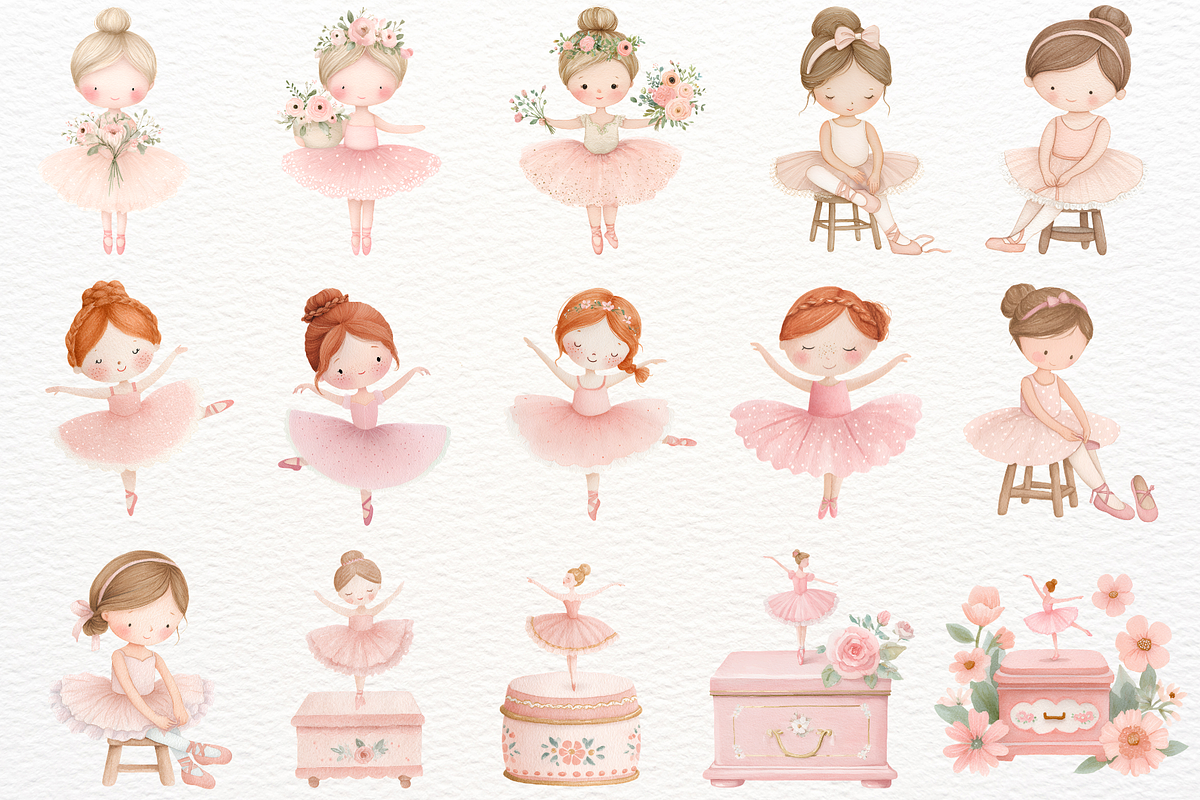 Pink Ballet Clipart Baby Ballerina, a Person Illustration by SugarCloudStudioArt (Photo 5 of 9)