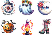 Groovy Halloween Day Clipart, an Illustration by DreamArtGraphic (Thumbnail 4 of 5)