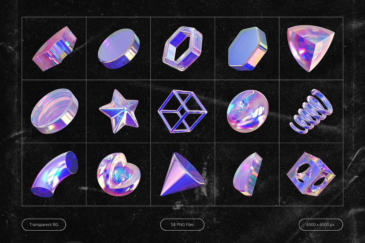 3D Holographic Geometric Shapes, an Object Graphic by Design Studio (Photo 4 of 7)