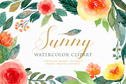 Sunny - Watercolor Floral Clipart, a Decorative Illustration by wulano (Thumbnail 1 of 6)