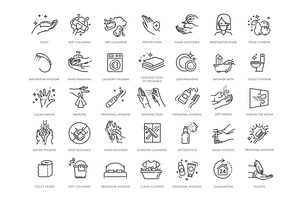 Hygiene of hands, body, premises, an Outline Icon by Tettygreen