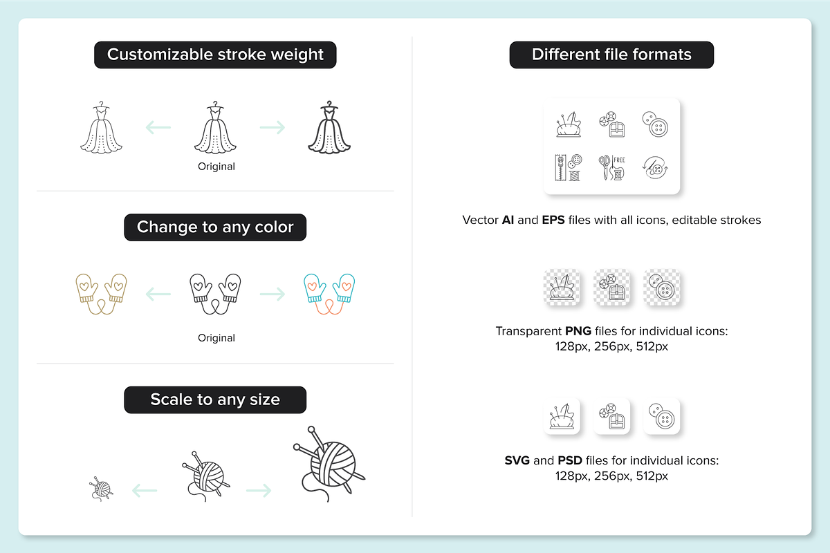 120 Knitting & Sewing Icons, an Outline Icon by Nadiinko (Photo 3 of 5)