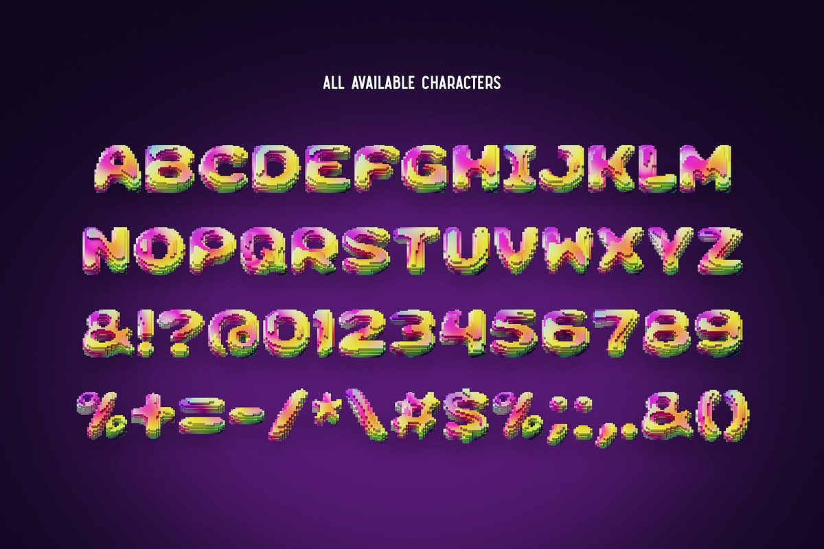 Pixcraft – Color Bitmap Font., a Symbol Font by Gleb Guralnyk (Photo 5 of 6)
