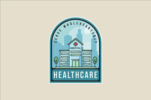 hospital building emblem logo line, a Branding & Logo Template by zyxroun shop