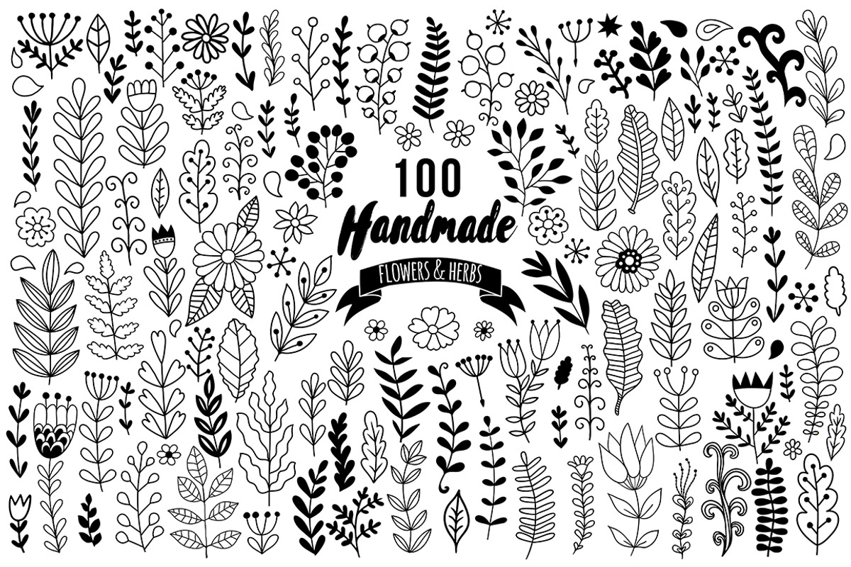 Set of doodle leaf and flowers, a Decorative Illustration by Markovka (Photo 4 of 5)