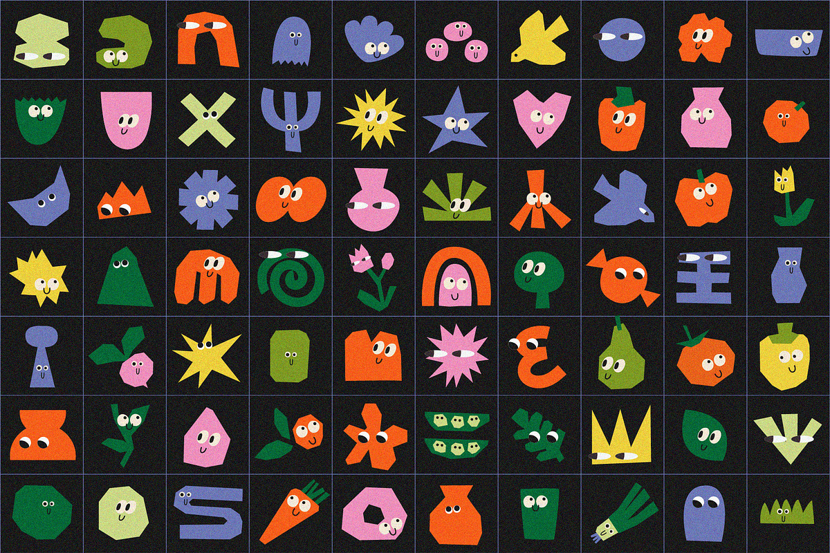 70 Vector Emotions Shapes, an Object Graphic by line & plane